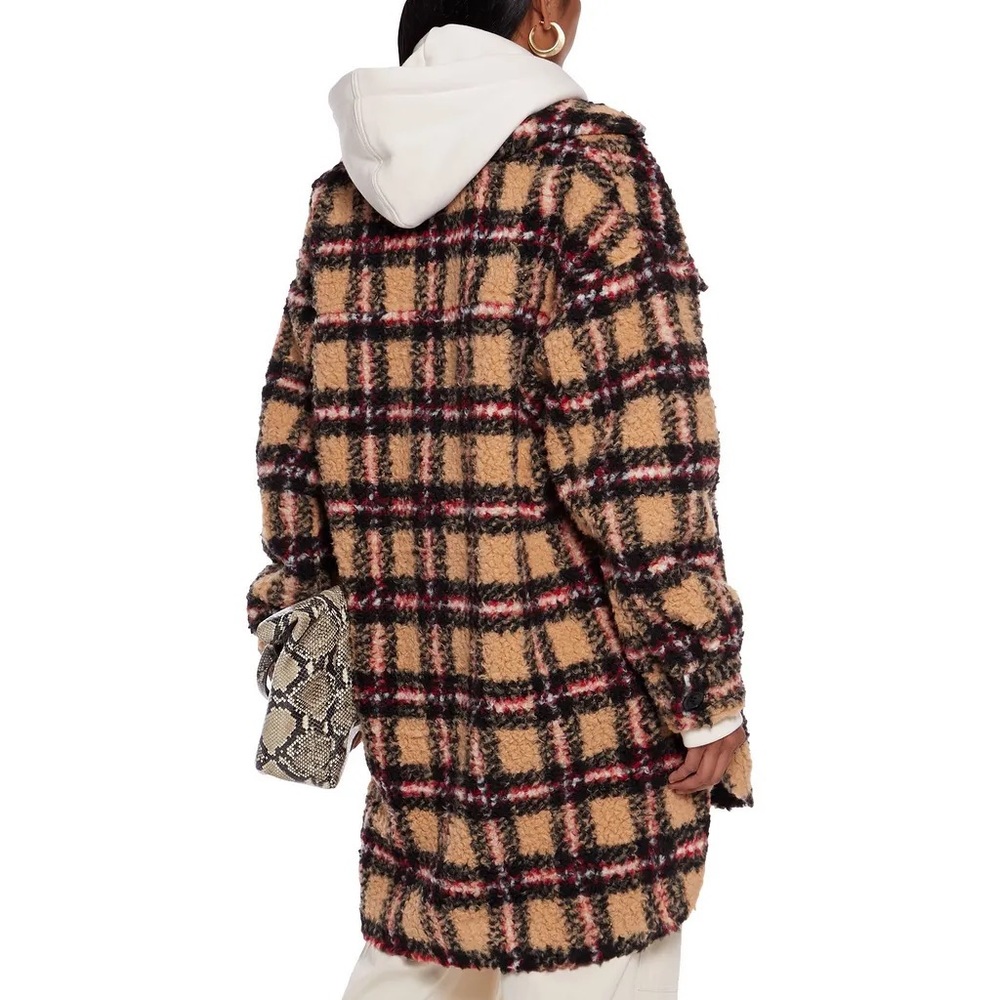 NWT Stand Studio Sabi plaid checkered faux shearling teddy oversized jacket 6 - Picture 2 of 8